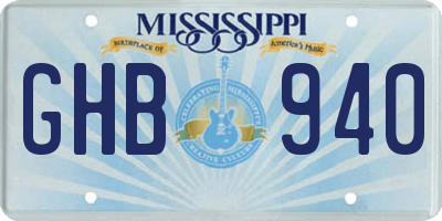 MS license plate GHB940