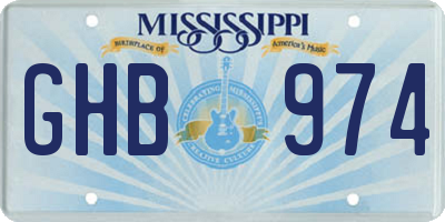 MS license plate GHB974