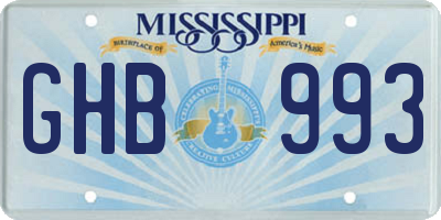 MS license plate GHB993