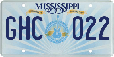 MS license plate GHC022