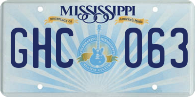 MS license plate GHC063