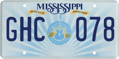 MS license plate GHC078