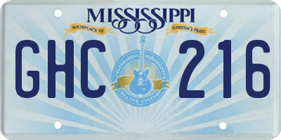 MS license plate GHC216
