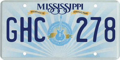 MS license plate GHC278