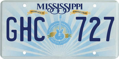 MS license plate GHC727
