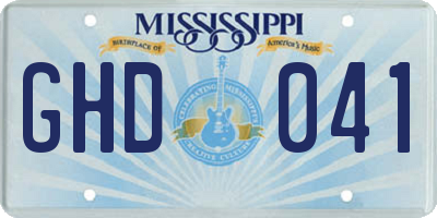 MS license plate GHD041