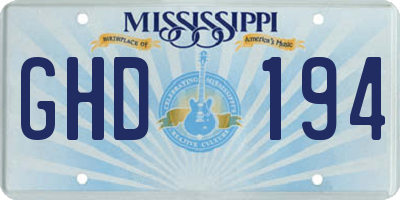 MS license plate GHD194