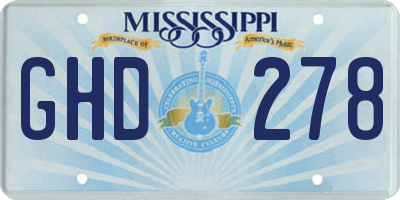 MS license plate GHD278