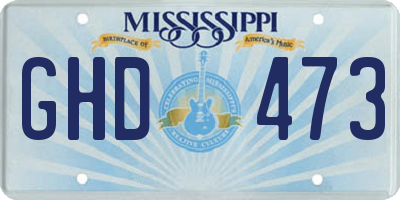 MS license plate GHD473