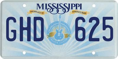 MS license plate GHD625