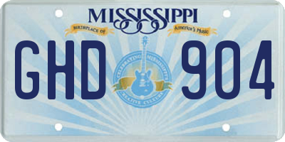 MS license plate GHD904