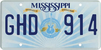 MS license plate GHD914
