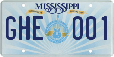 MS license plate GHE001