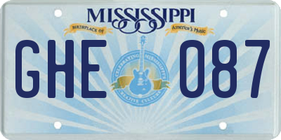 MS license plate GHE087