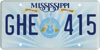 MS license plate GHE415