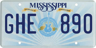 MS license plate GHE890
