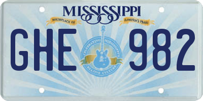 MS license plate GHE982
