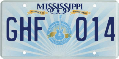 MS license plate GHF014