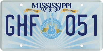 MS license plate GHF051