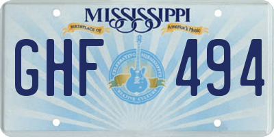 MS license plate GHF494