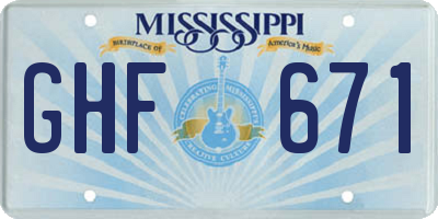 MS license plate GHF671