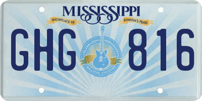 MS license plate GHG816