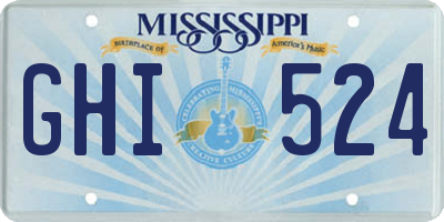 MS license plate GHI524