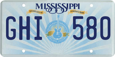 MS license plate GHI580