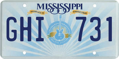 MS license plate GHI731