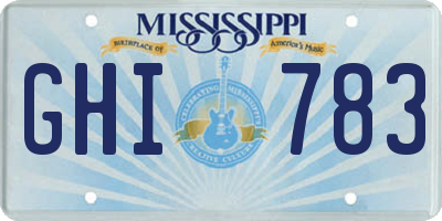 MS license plate GHI783