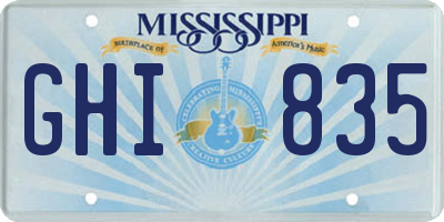 MS license plate GHI835