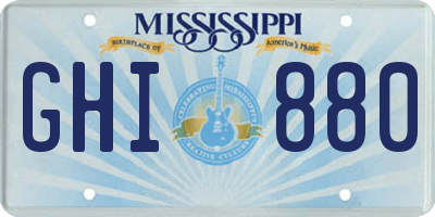 MS license plate GHI880