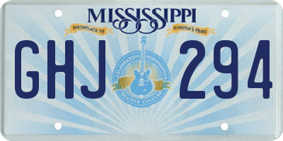 MS license plate GHJ294