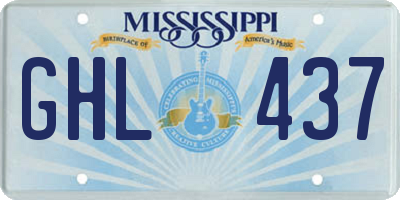 MS license plate GHL437