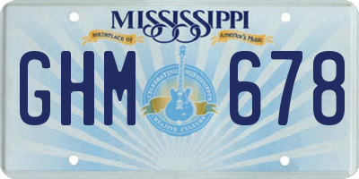 MS license plate GHM678