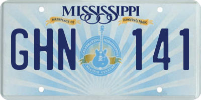 MS license plate GHN141