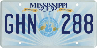 MS license plate GHN288