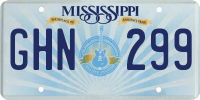 MS license plate GHN299