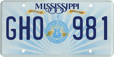 MS license plate GHO981