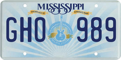 MS license plate GHO989