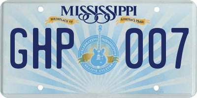 MS license plate GHP007