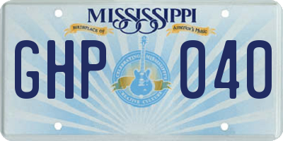 MS license plate GHP040