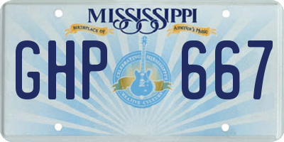 MS license plate GHP667