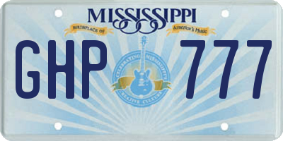 MS license plate GHP777