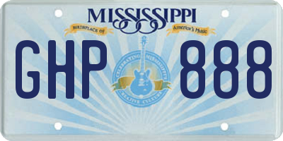 MS license plate GHP888