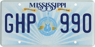 MS license plate GHP990
