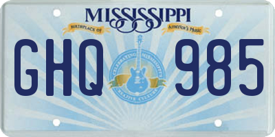MS license plate GHQ985