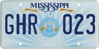 MS license plate GHR023