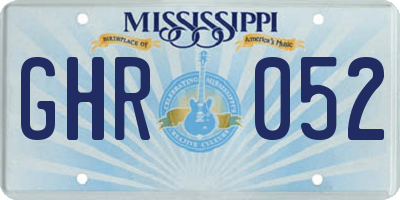 MS license plate GHR052