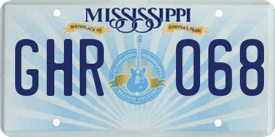 MS license plate GHR068